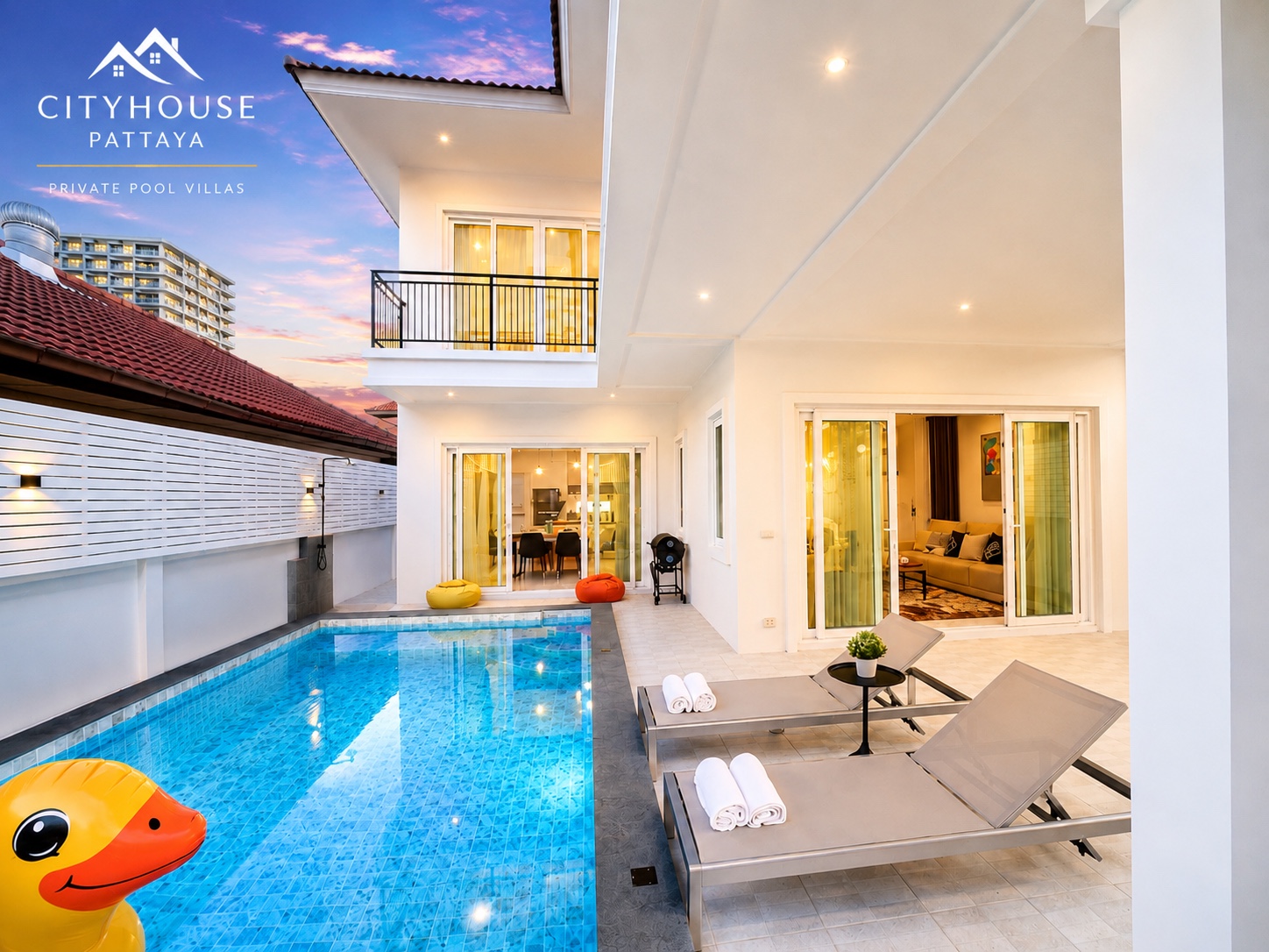 CityHouse 279 private pool villa at dusk